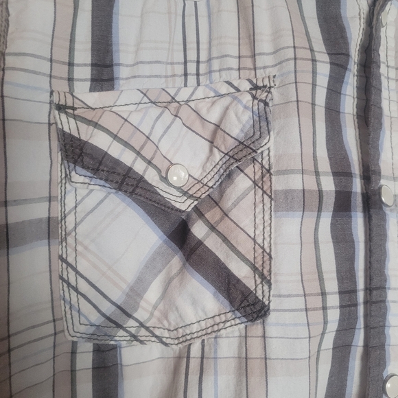 GPH Supply Company Men's Western Plaid Pearl Snap Rolltab Sleeve Shirt Size M - Picture 3 of 9